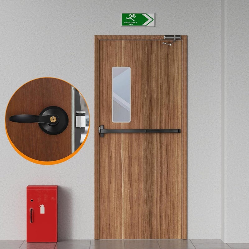 BEAMNOVA 41 in Door Panic Bar Exit Device Commercial Push Exterior Lever Lock Key Set Gate Roller Strike Plate End Cap Metal Universal Emergency Hardware, for 41-53 Inch Wide Door - Image 2